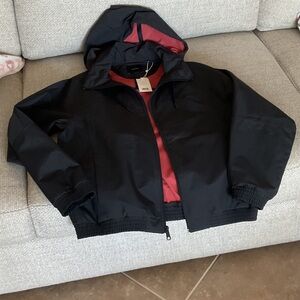 VINCE water resistant zipfront hooded jacket, black, size M, NWT